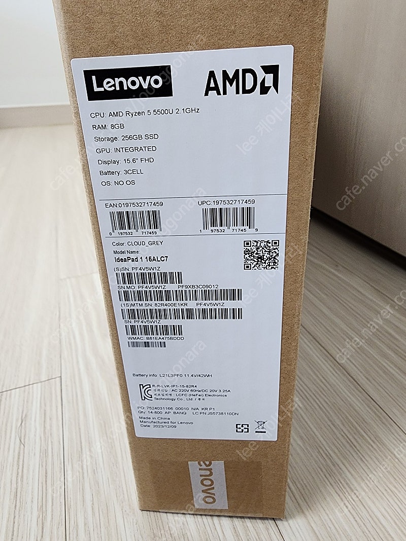 Lenovo 레노버, 아이디어패드 라이젠5 15ALC7/1테라/정품 윈도우11홈, 문서/ 미개봉