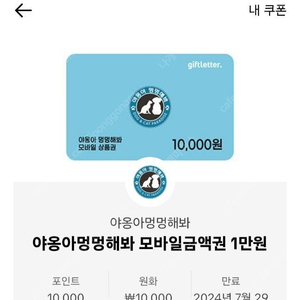 야옹아멍멍해봐 만원 금액권