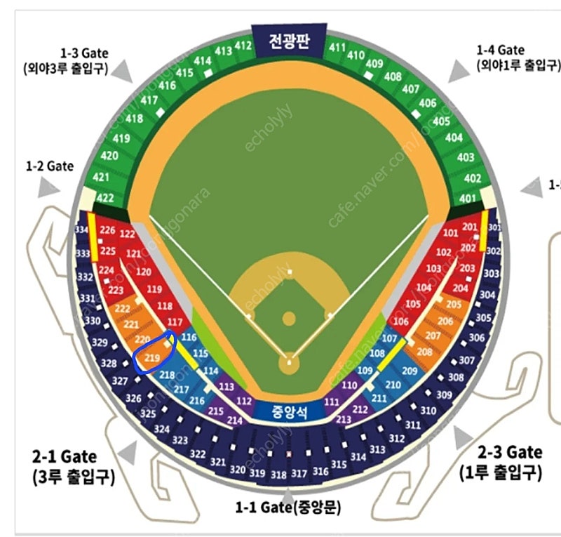 (7월3일) 두산 vs 롯데_3루 오렌지응원석 219블럭 20열 2연석