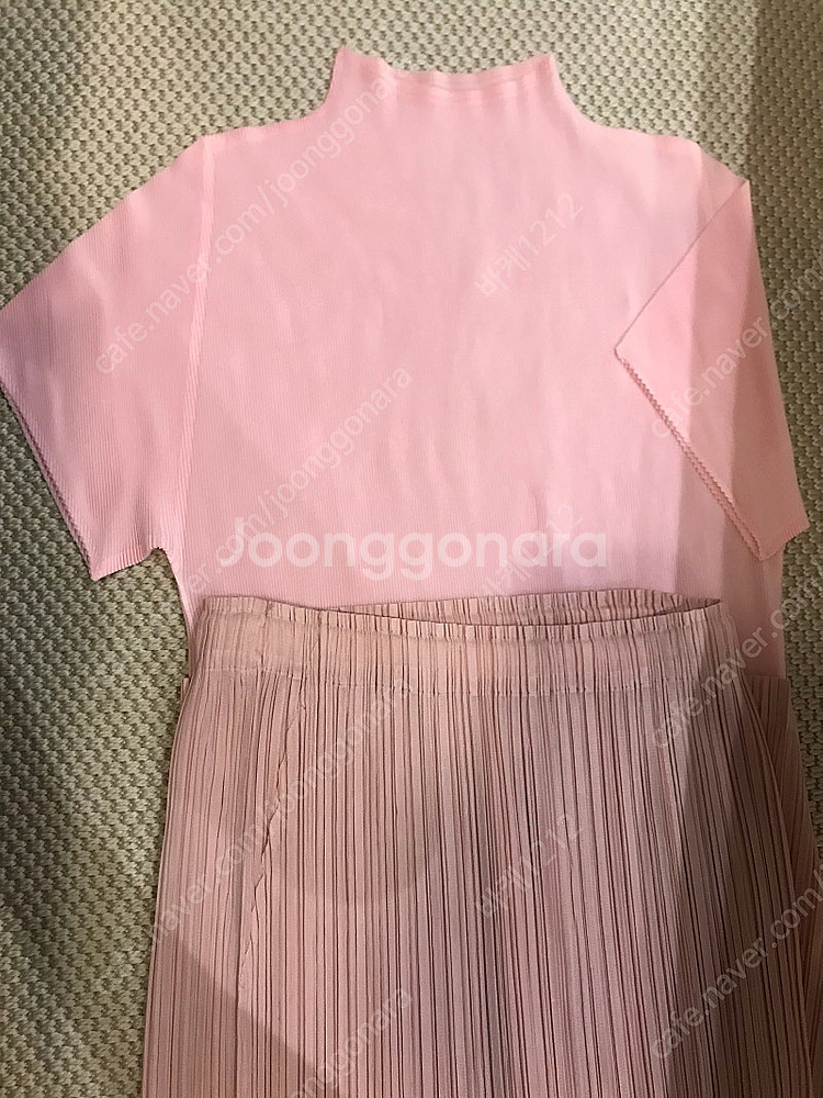플리츠플리즈 핑크 미스트 핑크 씨커스커트 판매해요--0