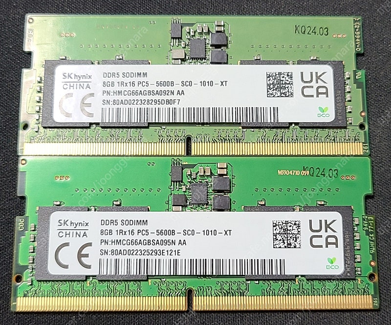노트북용 SK하이닉스 DDR5 5600 8GB 2개 (배송비 포함)