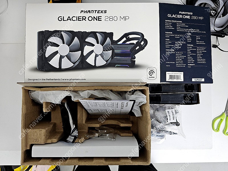 (개인) 280mm 수냉쿨러 아세택 7세대 펌프 조용 Phanteks GLACIER ONE 280MP + P14 ARGB 팬 2개 (크라켄 대체)