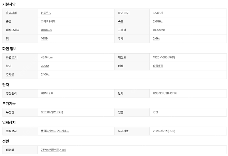 ASUS Zephyrus s GX701GWR (i7/32G/NVMe 1TB/RTX2070) 아수스 제피러스 노트북 팝니다.