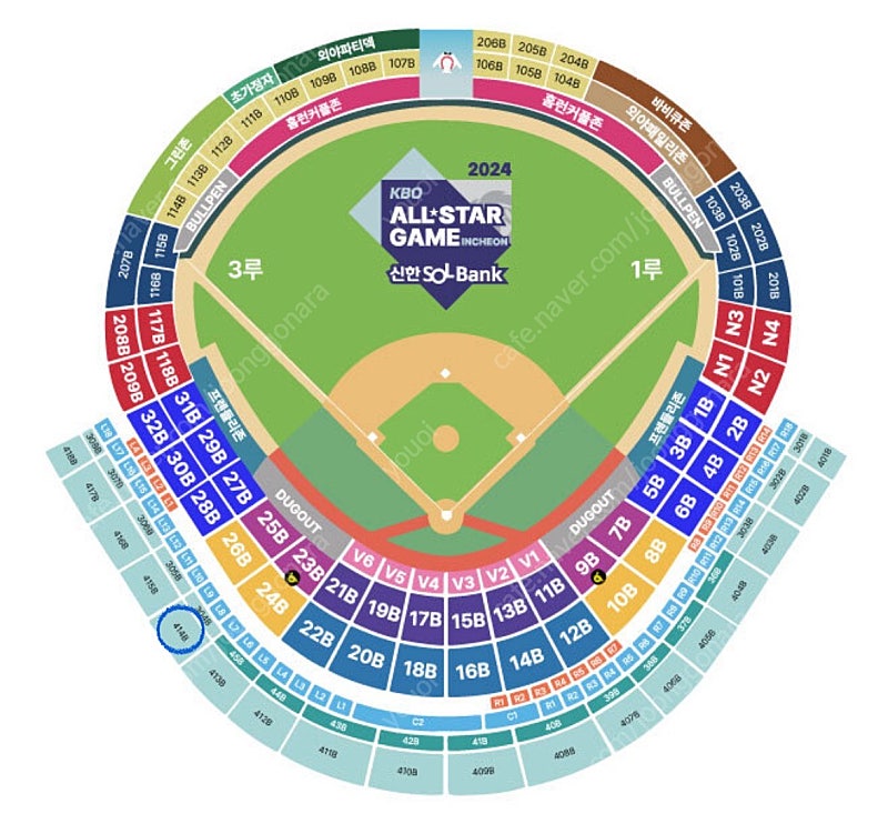 2024 KBO 올스타전 7/6(토) 4층 지정석 414블럭 통로 4연석