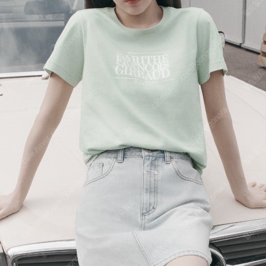 (새상품) 마리떼 프랑소와 저버 W 클래식 로고 티셔츠 반팔 라이트그린 S