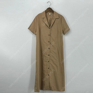 반팔 카라 리본 롱 원피스 (F size / BROWN)