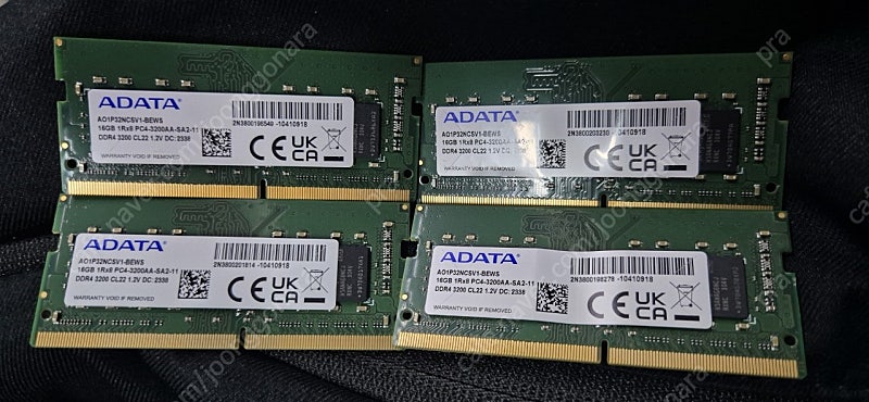 노트북용 DDR4 16GB 3200 클럭 램 4장 일괄판매