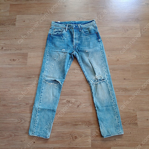 리바이스 501CT. 14oz Destroyed vintage wash Jean. 커스텀테이퍼드 14온스 빈티지 디스워싱진. 30사이즈.