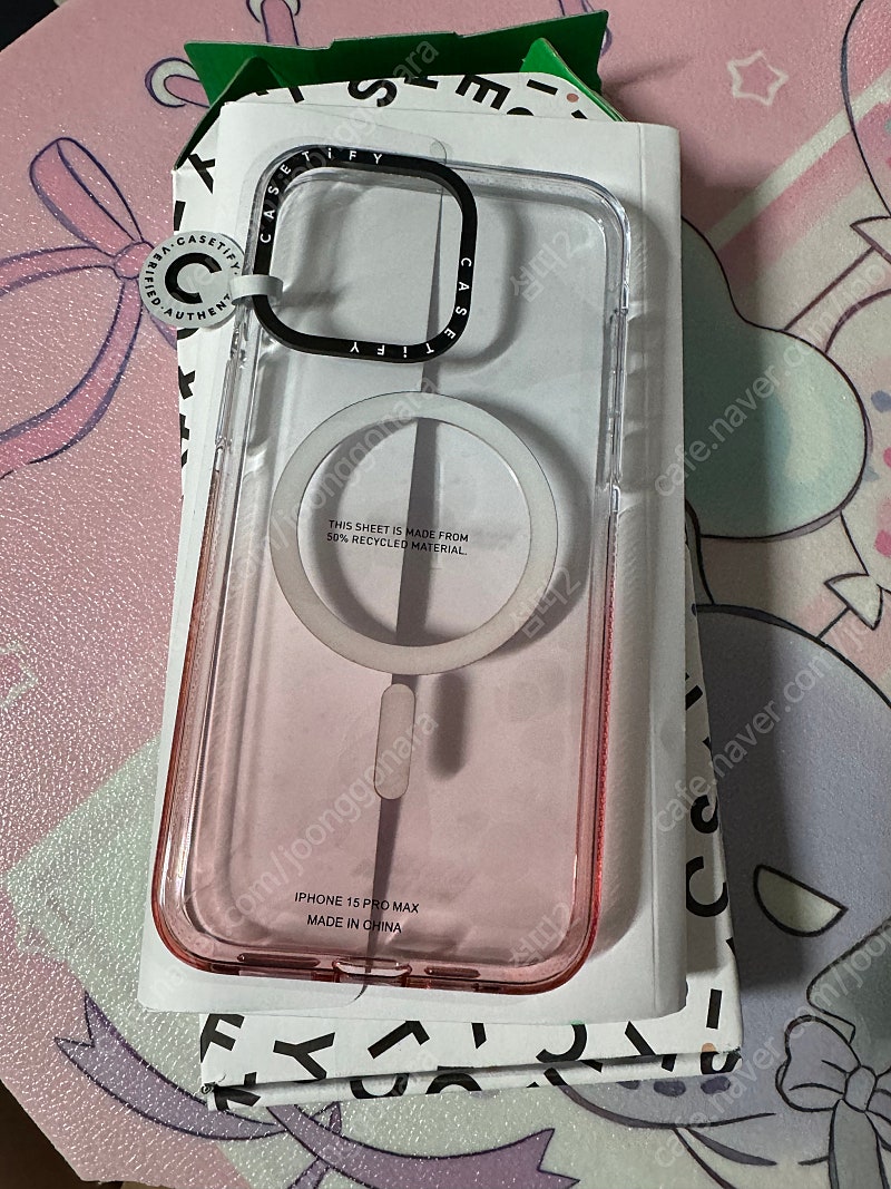 아이폰15프로맥스 케이스티파이 핑크옴브레 미사용 새제품