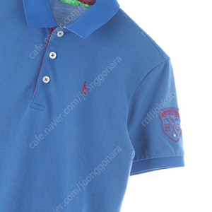 (M) 헤지스 반팔 카라 티셔츠 블루 면 골프 기본핏