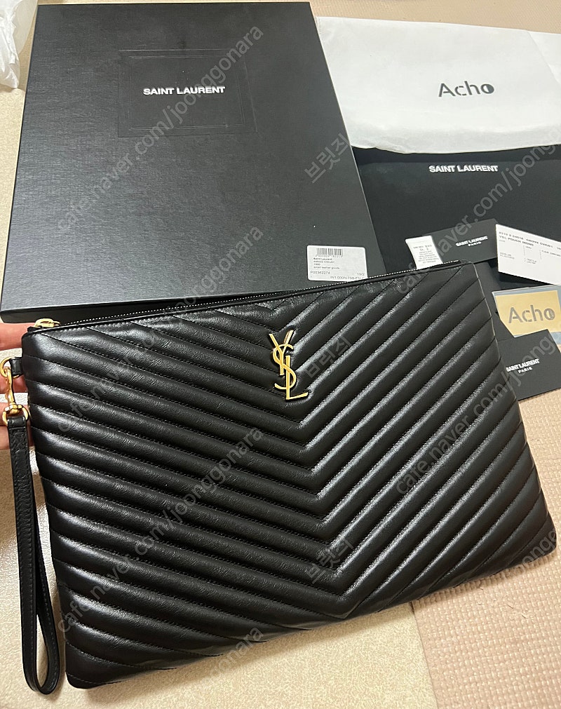 [정품 풀구성] 입생로랑 YSL 마틀라세 블랙 금장 라지 여성클러치백