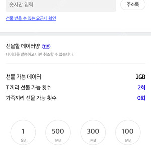 Skt 데이터 2기가 3000원 판매합니다 바로전송가능