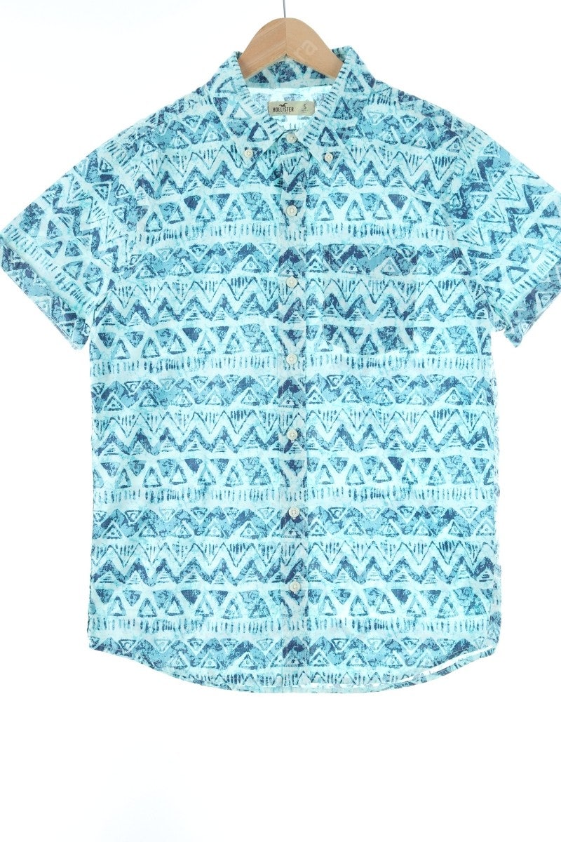 (S) 홀리스터 반팔셔츠 남방 블루 하와이안 유니크 디자인