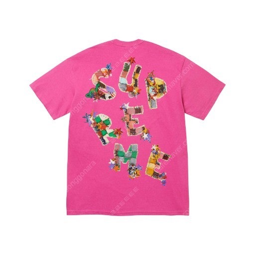 슈프림 반팔 Supreme Patchwork T-Shirt Fuchsia