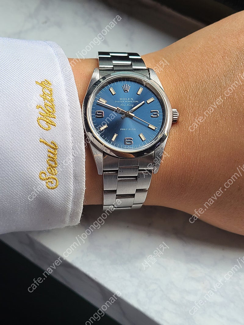 [정품] 롤렉스 오이스터 퍼페추얼 에어킹 청판 블루 369 다이얼 (Rolex Oyster Perpetual Air King Blue 369 Arabic Dial)