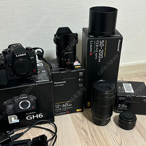 파나소닉 GH6, 라이카 12-60 , 파나소닉 50-200, 2배 컨버터 일괄 판매합니다