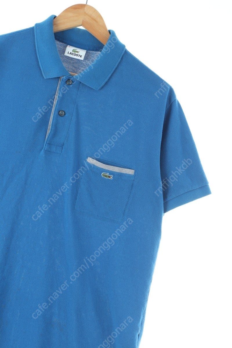 (XL) 라코스테 반팔 카라 티셔츠 블루 면 아메카지 루즈핏