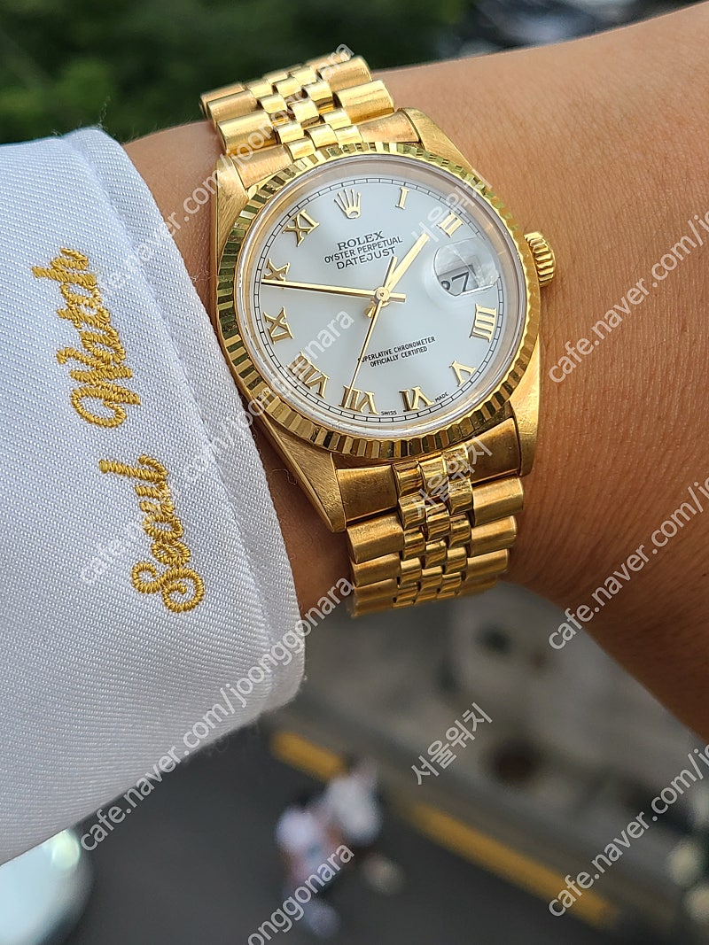 [정품] 롤렉스 데이저스트 36 올금통 화이트로만 18K 쥬빌레 브레이슬릿 금통 (Rolex Datejust 36 Jubilee Roman Dial 18K Solid YG)