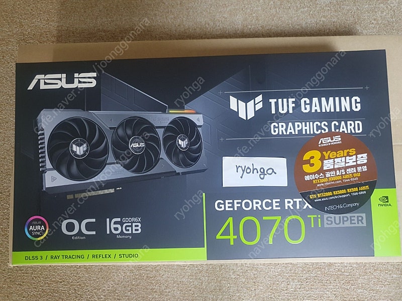 ASUS 4070Ti SUPER TUF GAMING O16G OC D6X 16GB 미개봉팝니디.100만에팝니다