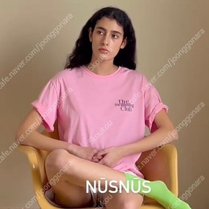 NUSNUS Swimming club tee(누스누스) 핑크, 화이트