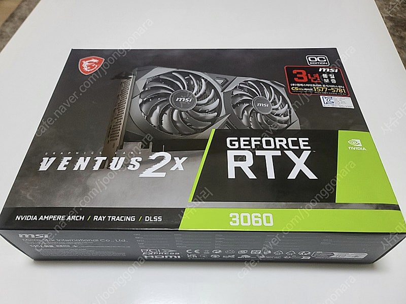 MSI 지포스 RTX 3060 벤투스 2X OC D6 12GB 그래픽카드 (미사용)