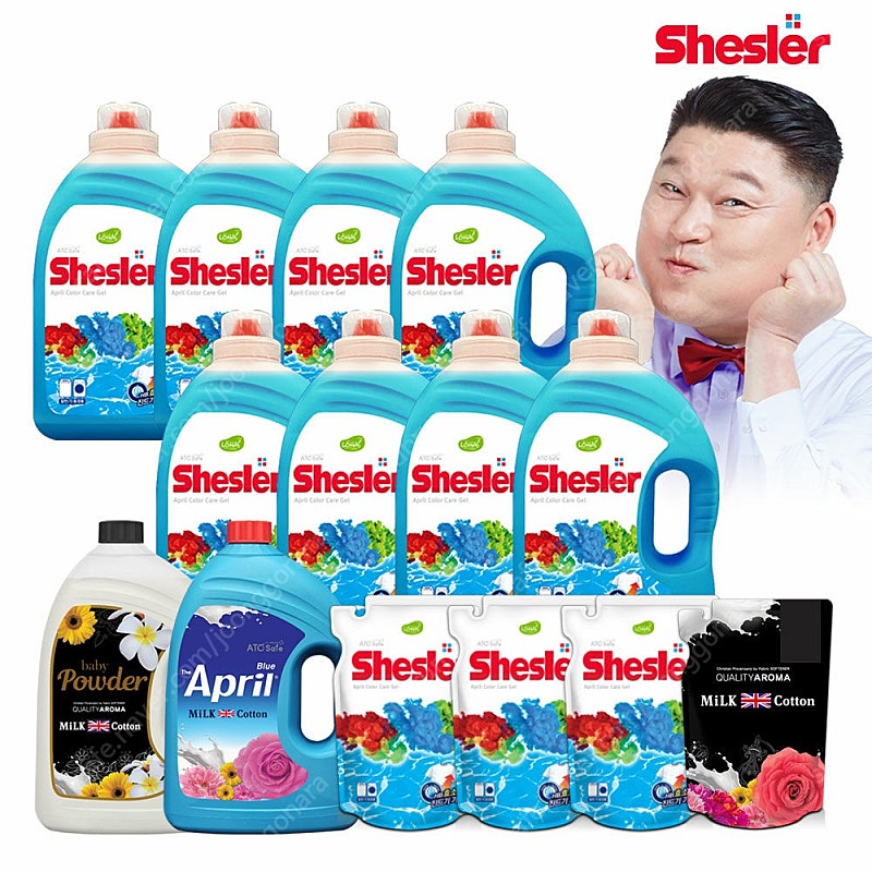 쉬슬러 아토세이프 고농축 세탁세제 풀세트 - 액체세제 11개(3.05L*8통, 500mL*3팩) + 섬유유연제 3개(3.06L*2통, 700mL*1팩)