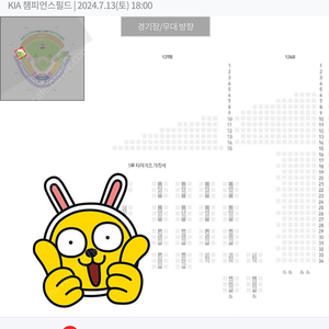 7/13(토) 기아타이거즈vsSSG랜더스 3루 6인 타이거즈가족석