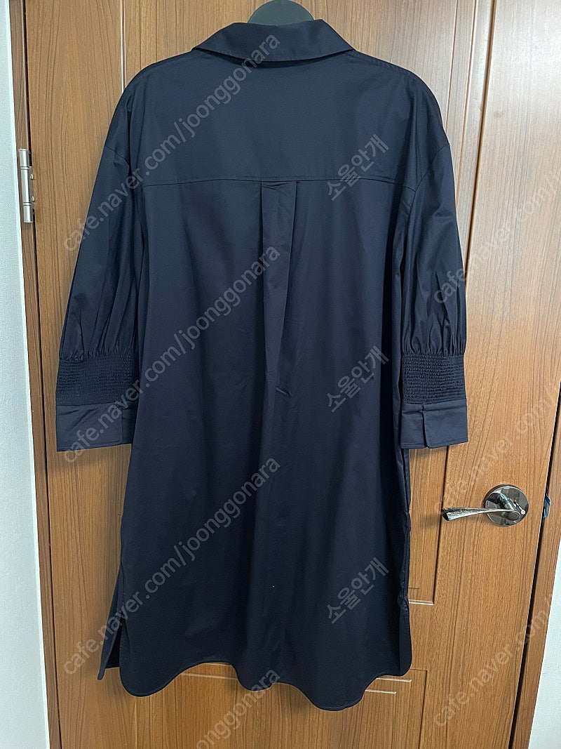 코스 스모크드 슬리브 셔츠 드레스 네이비 38 새상품