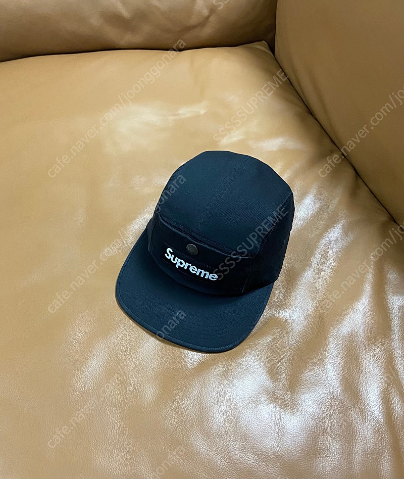 Supreme 슈프림 블랙 캠프캡 모자 (Washed Black)