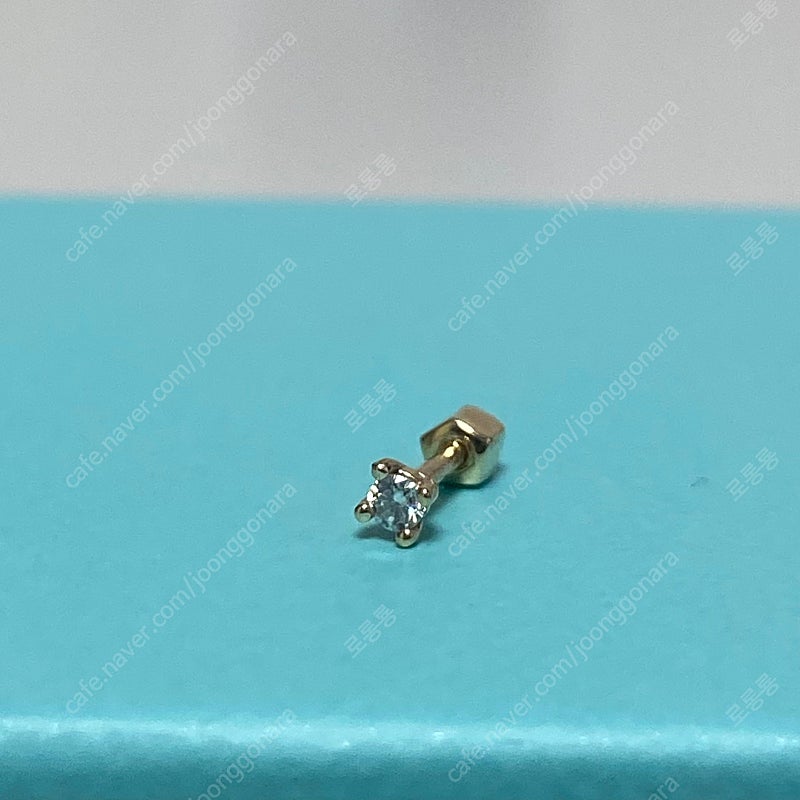 14k 모이사나이트 4프롱 피어싱(2mm,바4mm,옐로우골드)