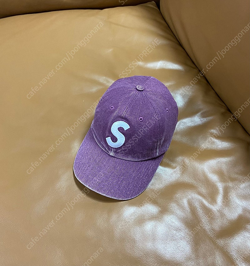 Supreme 슈프림 피그먼트 퍼플 S로고 6패널 볼캡 모자 (Pigment Washed Purple)