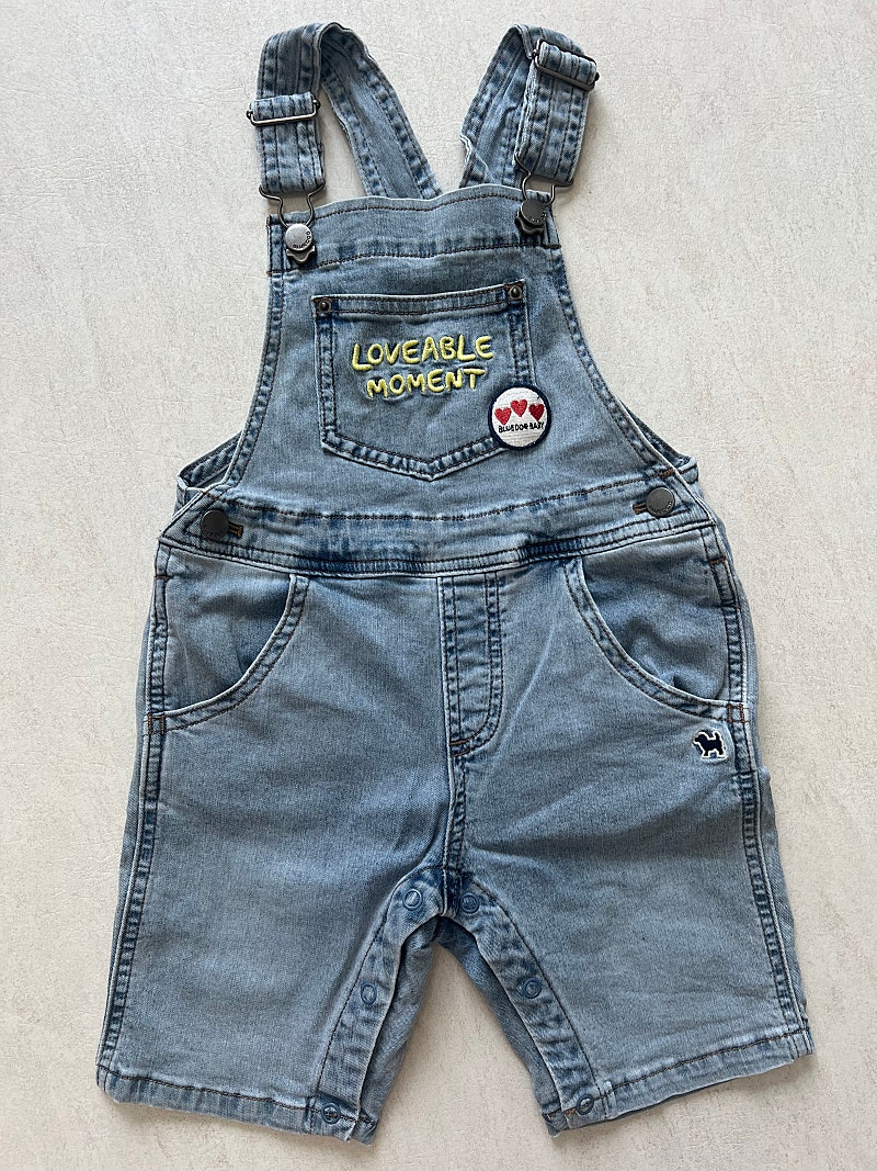 블루독베이비 청데님 멜빵바지