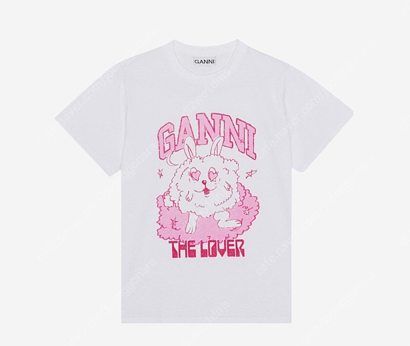 가니 러브 버니 티셔츠 S사이즈 / Ganni Relaxed Love Bunny T-Shirt Bright White