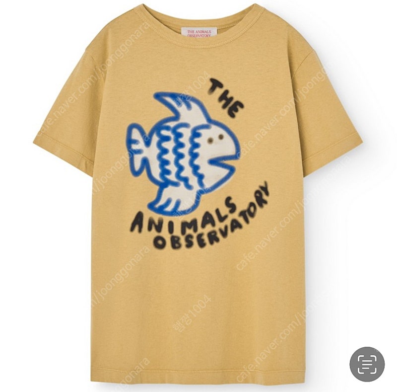 (새상품, 정품) pre24aw 타오 “spray” 오버사이즈 루스터 티셔츠, 브라운 피쉬 8y, 10y