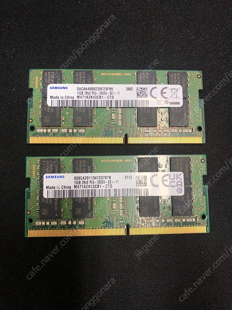 DDR 4 - 2666 16G 노트북 메모리 2개 (택포)