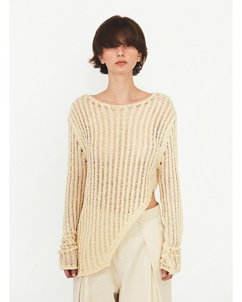 다이애그널 네팅 슬릿 니트 NETTING SLIT KNIT (ivory)