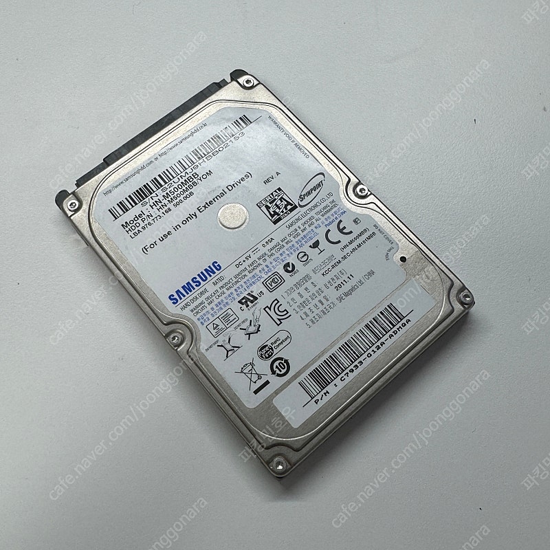 삼성 HDD 500GB 2.5인치 하드디스크 8MB SATA 5400RPM 팝니다. 메모리 저장장치