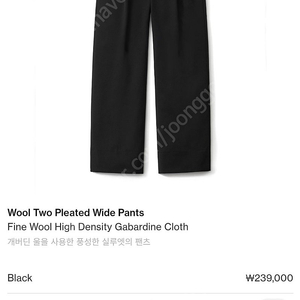 포터리 Wool Two Pleated Wide Pants (블랙) 2사이즈