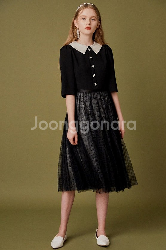 레니본 50만원대 룩북 블랙 샤넬 샤 원피스--0