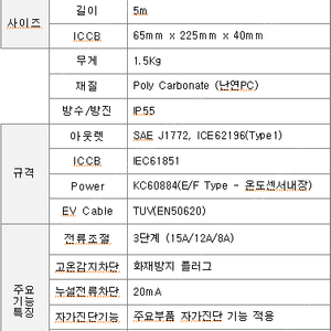 유니코드 전기차 단상 220V 완속 충전기 5M (국산) UNICORD-CH-01A