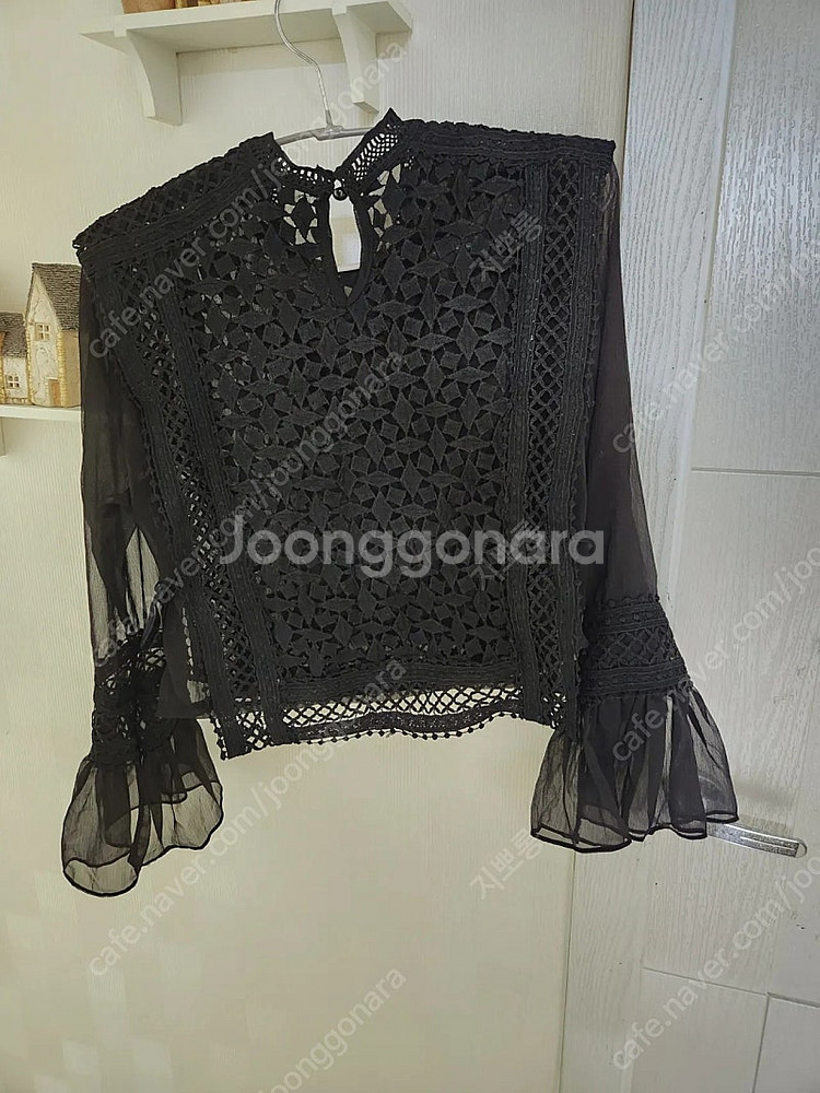 섹시한 블랙시스루뷔스티에블라우스--1