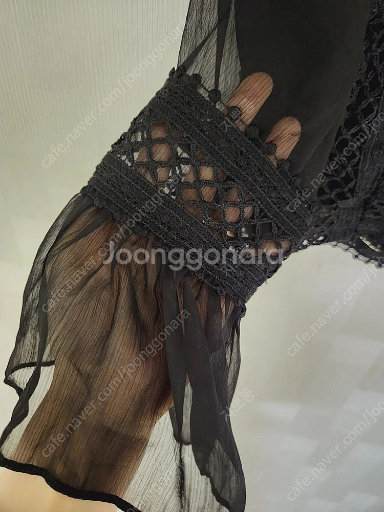섹시한 블랙시스루뷔스티에블라우스--4
