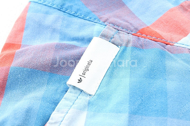 (XL) 아디다스 반바지 팬츠 블루 체크 면 아메카지 ...--4