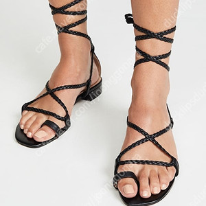 여성용 레더 랩 샌들 블랙 새상품 Villa Rouge Maclaran Wrap Sandals