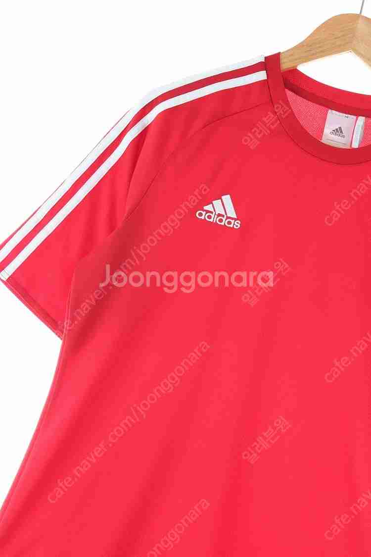 (XL) 아디다스 반팔 티셔츠 레드 기능성 삼색선 한정...--0