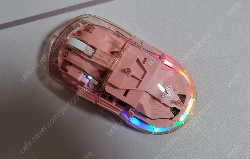 독거미 aula ac660 투명 유무선 마우스 rgb led 핑크, 풀박스 택포