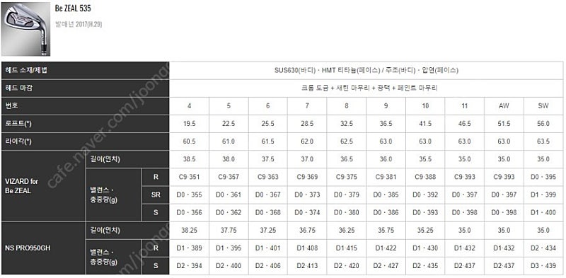 혼마 비즐 535 남성 아이언 세트(9개)