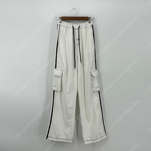 밴딩 배색 라인 카고 와이드 팬츠 (M size / IVORY)