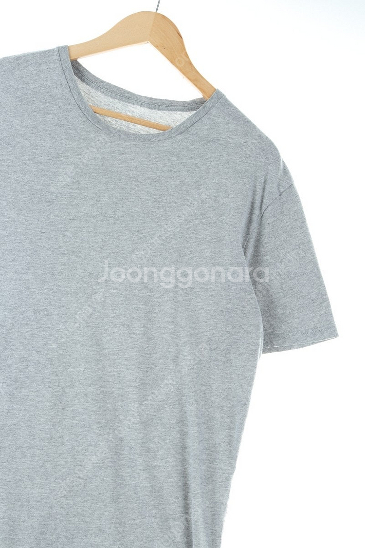 (L) 타미힐피거 반팔 티셔츠 그레이 면 무지 솔리드 ...--0