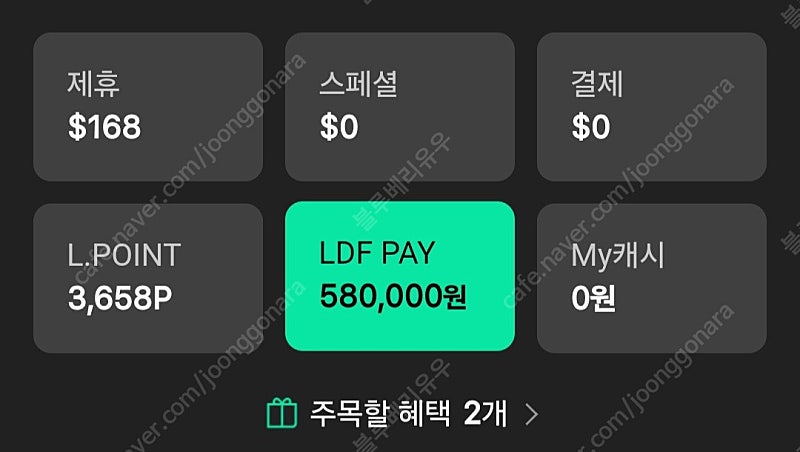 LDF PAY(롯데면세점 선불카드)58만원 ＞ 53만원 판매합니다